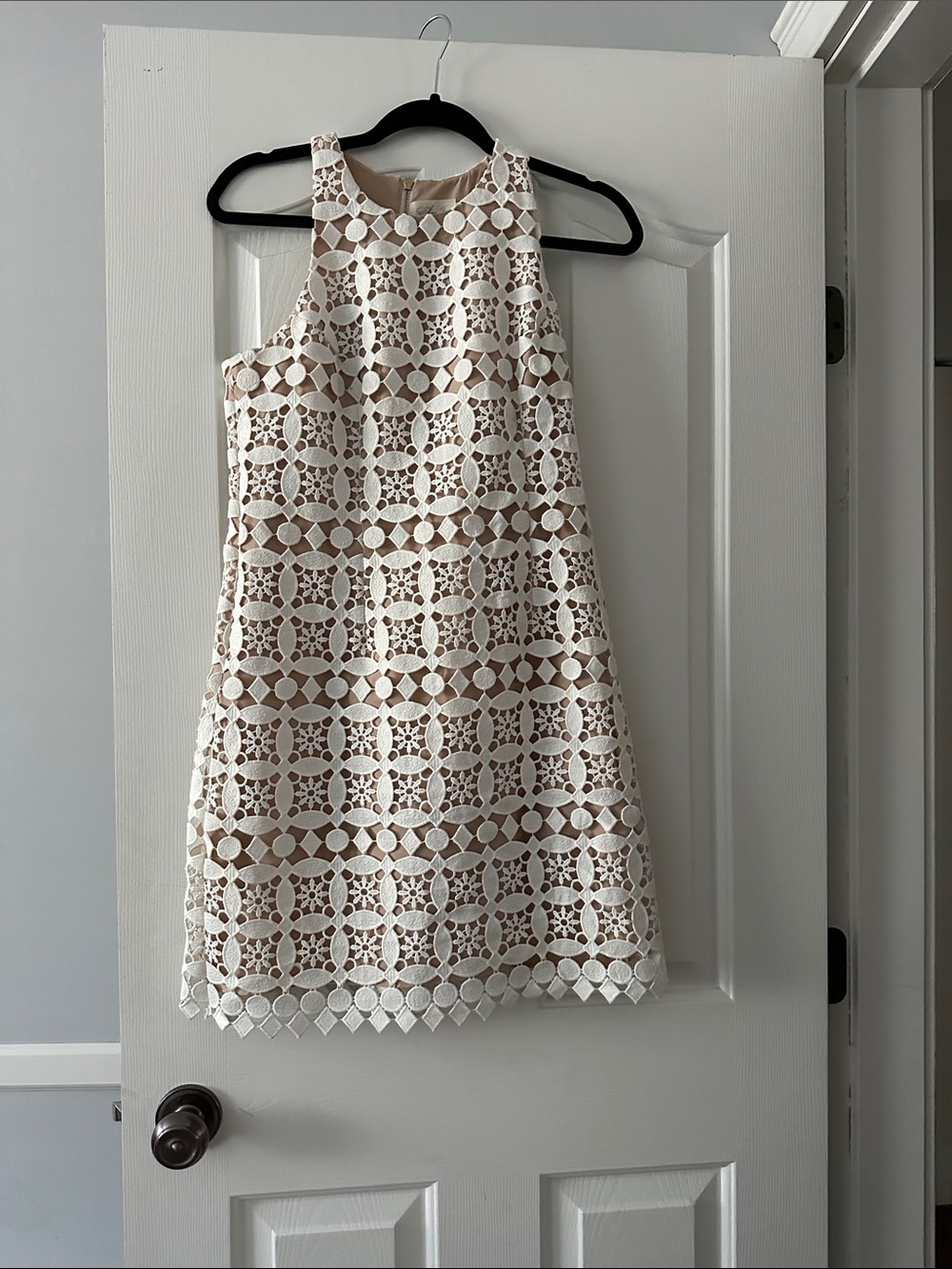 Eliza J Cream Eyelet Lace Shift Dress